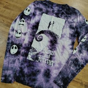 The Nightmare Before Christmas Purple Tie-Dye Long Sleeve Tee - Purple & Black